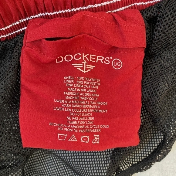 Docker's Mesh Lined Swim Shorts Grayscale Palm Tree Print Thigh Pocket Sz Large - Picture 7 of 7